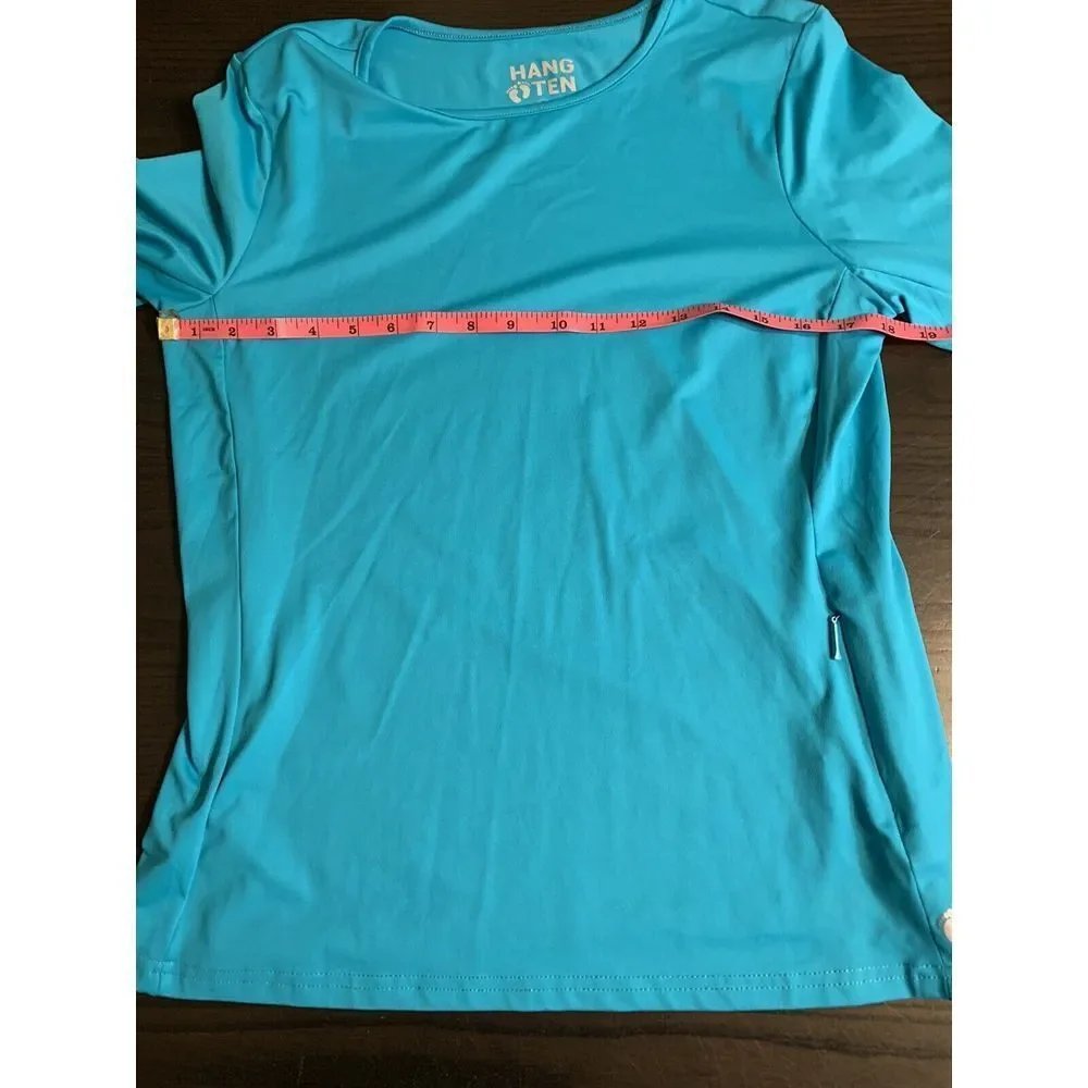 Hang Ten Shirt Adult Medium Blue Long Sleeve Rash Guard Swim Fishing‎ Top